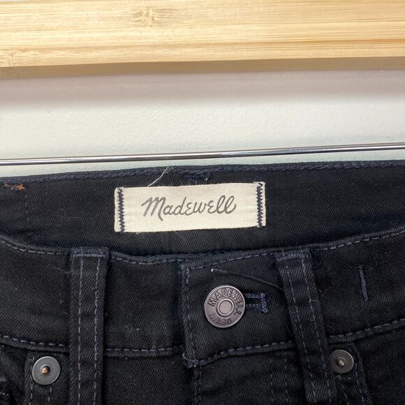 Madewell 9" Mid-Rise Skinny Crop Jeans in ISKO Stay Black Raw-Hem 24 - Picture 3 of 9